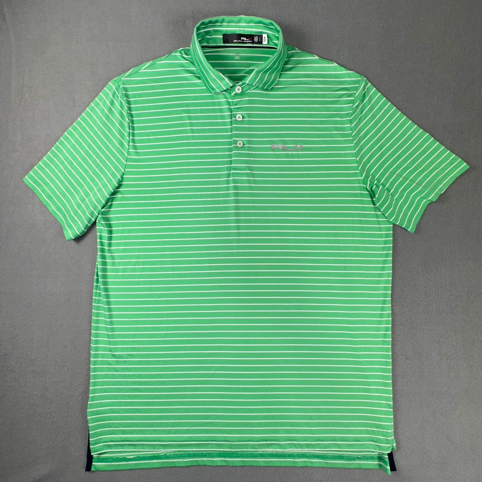 Rlx Ralph Lauren Polo Shirt Mens Large Green Striped Golf Performance